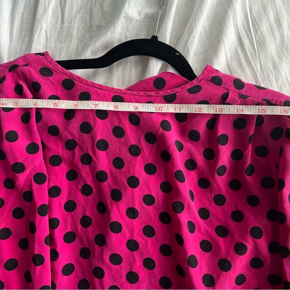 Vintage pink‎ and black polka dot long sleeve blouse - Picture 4 of 5